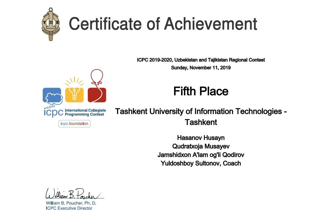 ACM ICPC — 5th Place