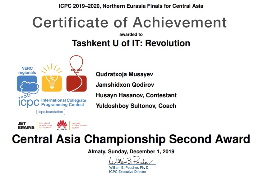 Central Asia Championship — 2nd Award